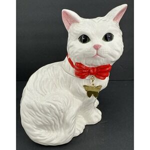 White Persian Kitty Cat Cookie Jar by Yu Yu for Neiman Marcus Christmas